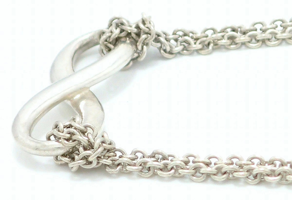 TIFFANYCo Tiffany Infinity Pendant Necklace Double Chain Silver
